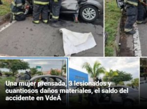 Accidente entre tres vehículos deja cuatro personas heridas en Villa de Álvarez